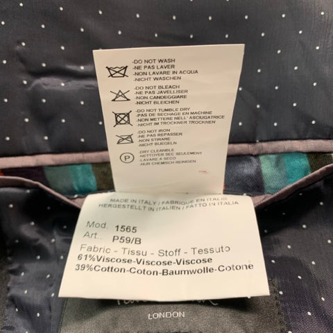 PAUL SMITH Talla 44 Abrigo deportivo con solapa de pico de algodón viscosa a rayas negras