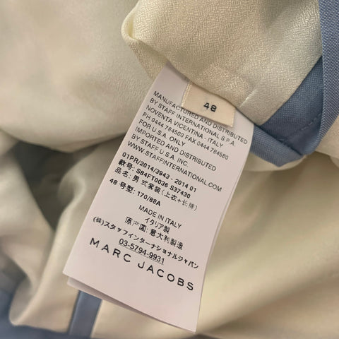 MARC JACOBS Size 38 Blue Light Blue Wool Notch Lapel Suit