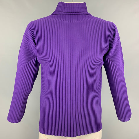 ISSEY MIYAKE HOMME PLISSE Size L Purple Ribbed Pullover