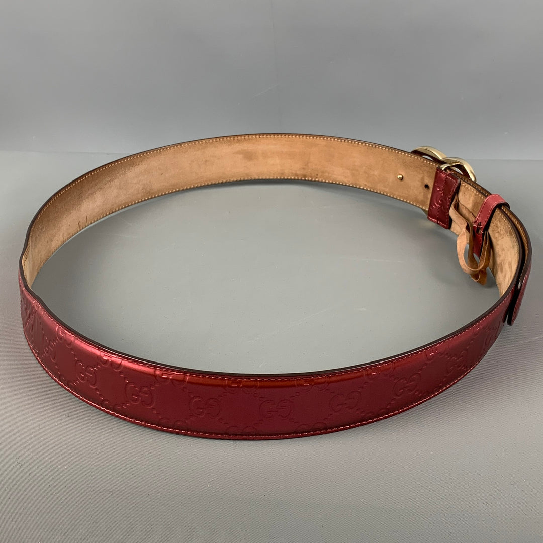 GUCCI 'Guccisima Interlocking' GG Heart Waist Size 40 Pink Embossed Patent Leather Belt