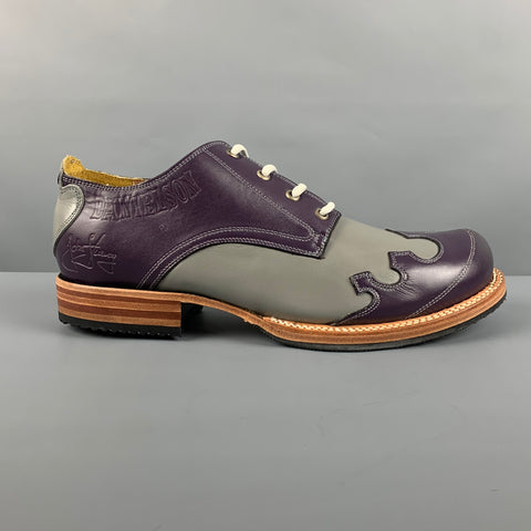 JOHN FLUEVOG Size 10 Grey Purple Leather Lace Up Shoes