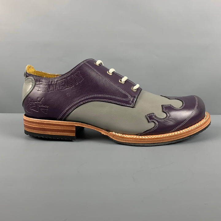 JOHN FLUEVOG Talla 10 Zapatos con cordones de cuero gris morado
