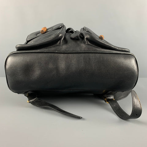 GUCCI Black Leather Bamboo Backpack Handbag