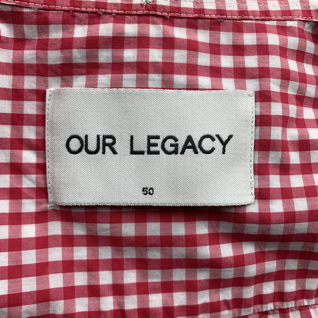 OUR LEGACY Size 40 Pink Gingham Cotton Button Down Long Sleeve Shirt