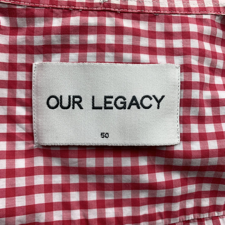 OUR LEGACY Camisa de manga larga con botones de algodón a cuadros rosa talla 40