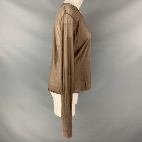 RICK OWENS Dustulator 2006  Taupe Viscose & Silk Long Sleeve T-Shirt