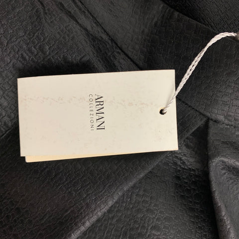 ARMANI COLLEZIONI Size 4 Black Acetate Blend Embossed Pleated Skirt