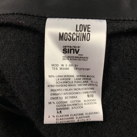 LOVE MOSCHINO Size 6 Black & White Studded Wool Jacket