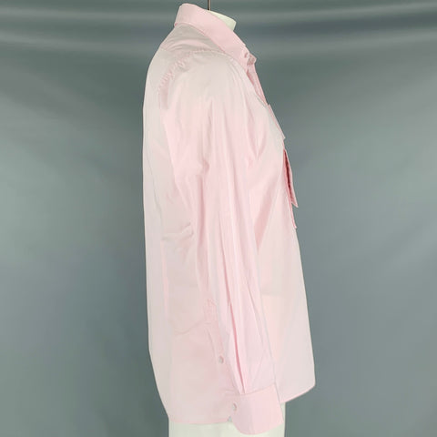 TAGLIATORE Size L Pink Cotton Tuxedo Long Sleeve Shirt
