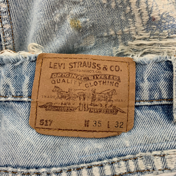 Vintage LEVI STRAUSS 517 Size 35 Blue Light Blue Distressed Cotton Jeans