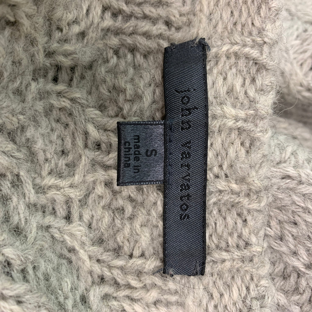 JOHN VARVATOS Taille S Pull à col rond en laine tricotée et alpaga gris