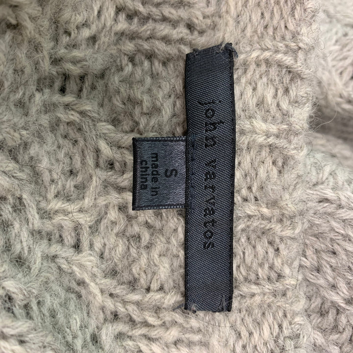 JOHN VARVATOS Taille S Pull à col rond en laine tricotée et alpaga gris