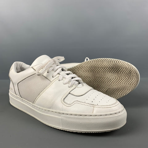 COMMON PROJECTS Size 8 White Mixed Materials Leather Low Top Sneakers