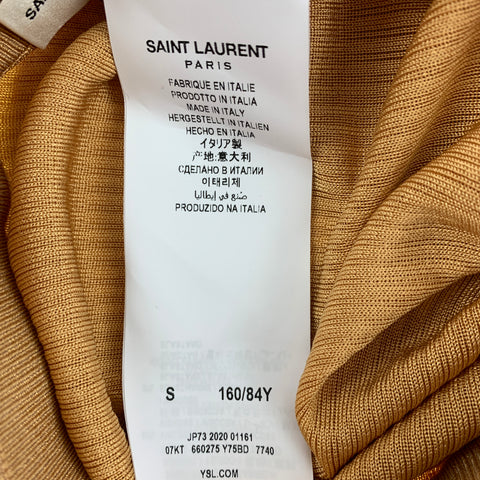 SAINT LAURENT Pantalón corto ciclista de canalé de viscosa beige Talla S