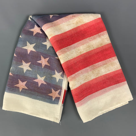 YACHT CLUB Red & Blue American Flag Print Scarf