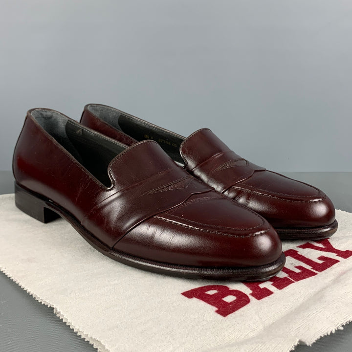 BALLY Aston Size 8.5 Burgundy Leather Round Toe Loafers