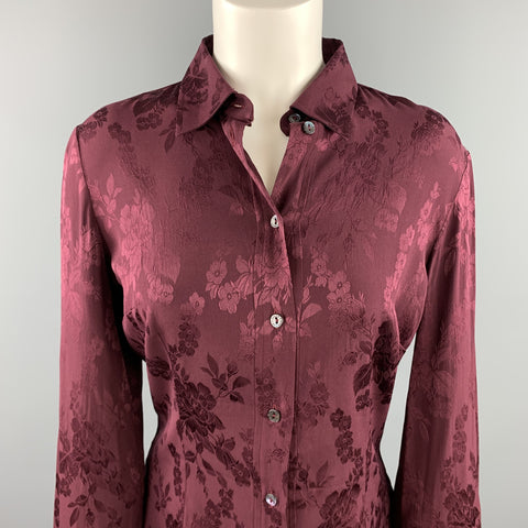 DOLCE &amp; GABBANA Taille 6 Blouse florale jacquard bordeaux