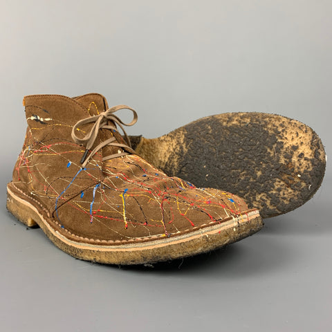 CAMPER Size 12 Tan Paint Splatter Suede Crepe Sole Chukka Boots