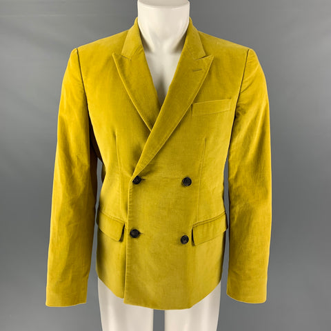 MARC JACOBS Size 36 Yellow Solid Cotton Velvet Peak Lapel Sport Coat