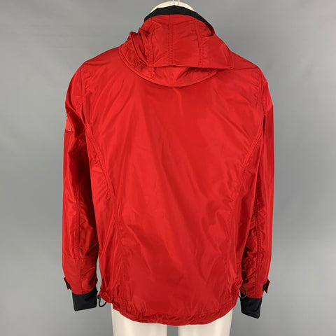 BURBERRY Size 40 Red Black Polyester Hooded Jacket