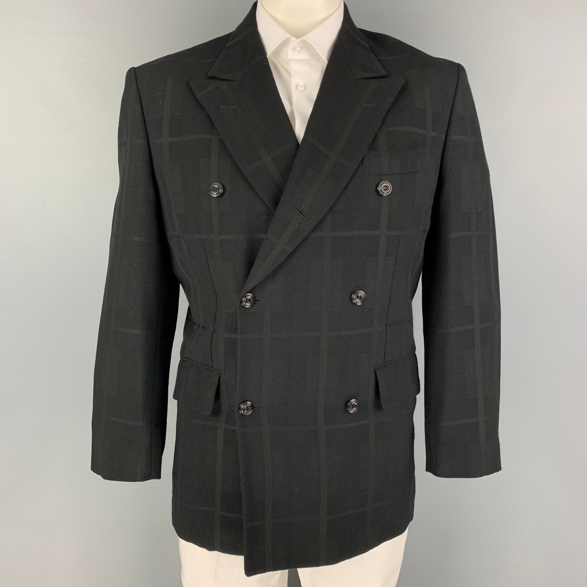 MONSIEUR NICOLE Size M Black Silver Window Pane Double