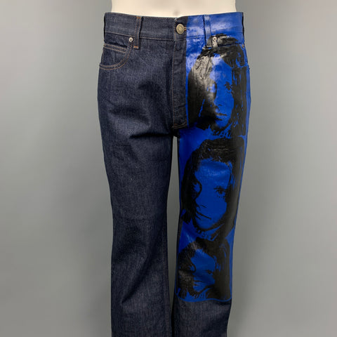 CALVIN KLEIN 205W39NYC by RAF SIMONS x Andy Warhol Size M Indigo & Blue Sandra Brant Painted Cotton Denim Set