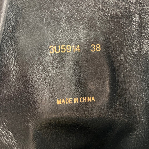 PRADA Talla 8 Botas con cinturón liso de cuero negro
