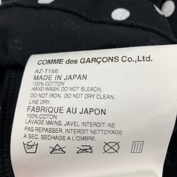 COMME des GARCONS PLAY Taille S T-shirt Col Rond en Coton à Pois Blanc Noir
