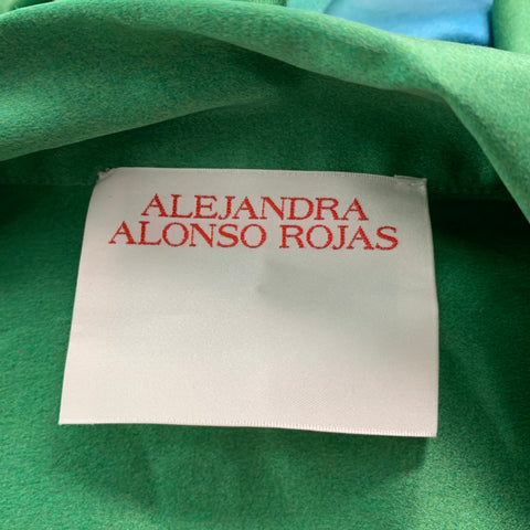 ALEJANDRA ALONSO ROJAS Size 6 Green Blue Silk Ombre Long Sleeve Dress Top