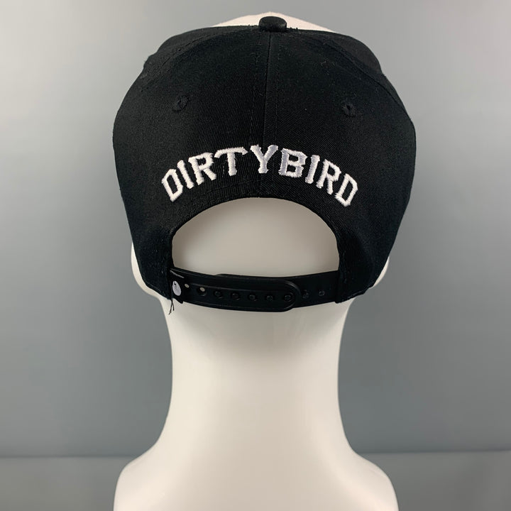 DIRTYBIRD Black White Embroidered Canvas Hat