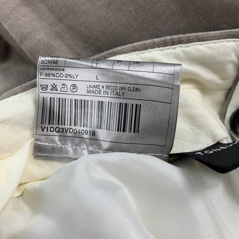 TONELLO Size 36 Grey Velvet Cotton Blend Zip Fly Dress Pants