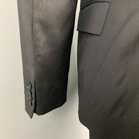 VERSUS by GIANNI VERSACE Size 38 Regular Black on Black Checkered Peak Lapel Suit