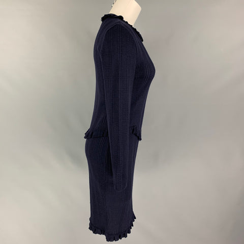 GIVENCHY Talla M Vestido azul marino de manga larga con ventana