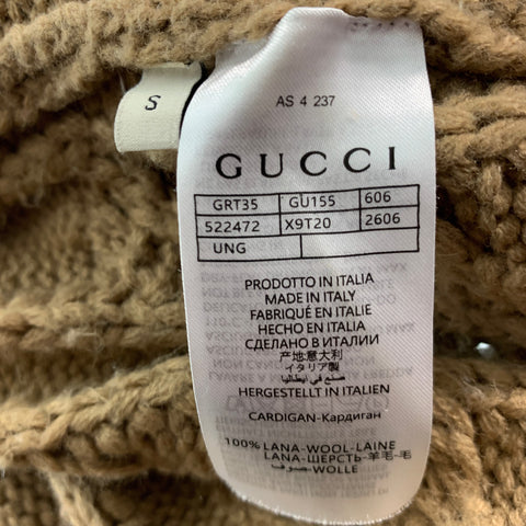 GUCCI Size S Brown Coral Knit Wool Chunky Knit Cardigan