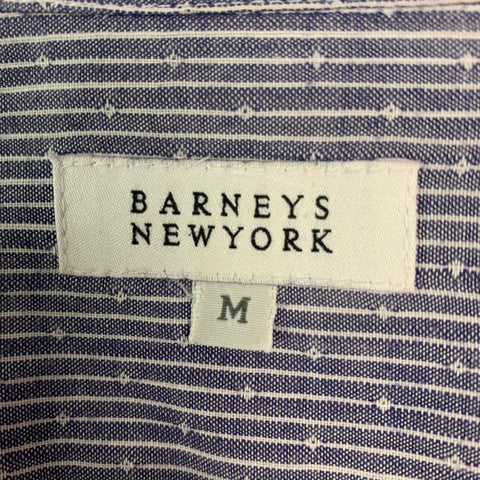 BARNEY'S NEW YORK Size M Blue & White Stripe Cotton Long Sleeve Shirt