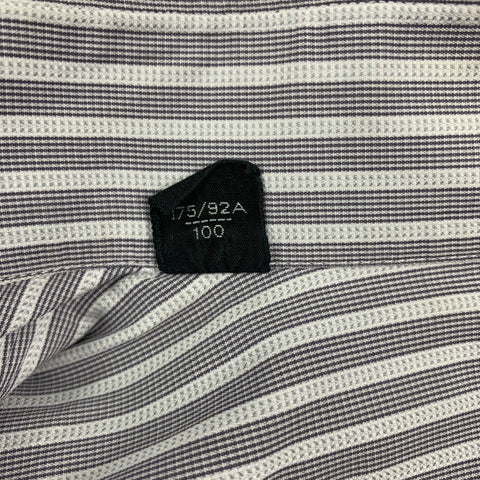 TOM FORD Size M Grey Striped Cotton Spread Collar Long Sleeve Shirt