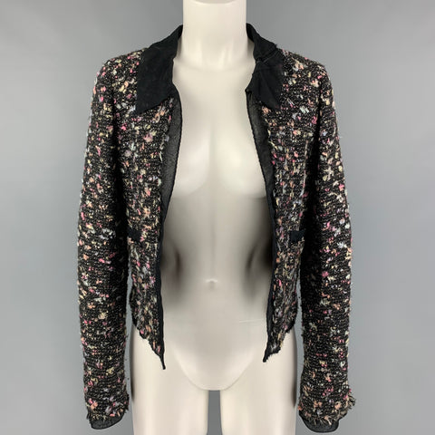 CHANEL B2619 04A Talla 4 Chaqueta con frente abierto bouclé multicolor negro