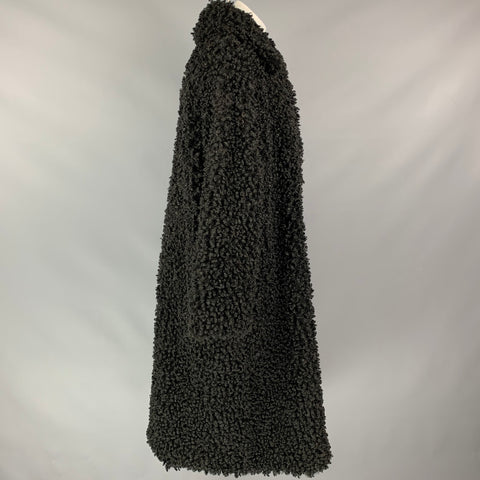 STAND STUDIO Size XL Black Textured Faux Fur Coat