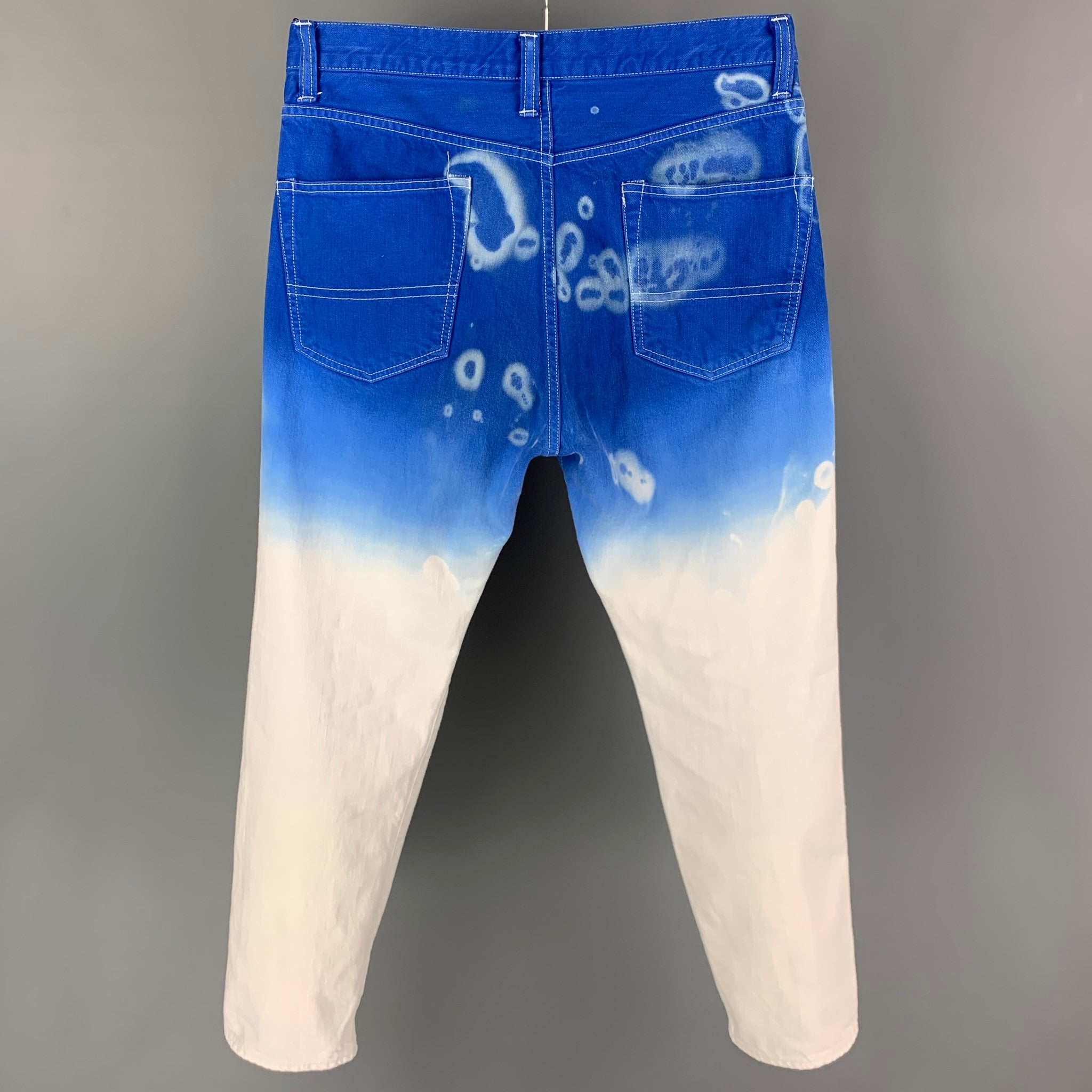 COMME des GARCONS GANRYU Size L Blue White Ombre Custom Jeans 