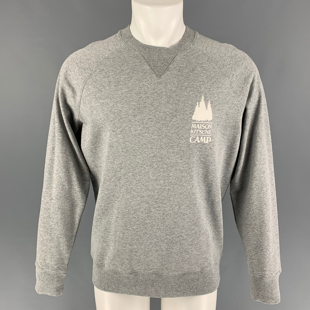 MAISON KITSUNE Size M Grey Logo Cotton Crew-Neck Sweatshirt