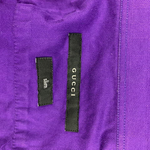GUCCI Size L Purple Checkered Cotton Button Up Long Sleeve Shirt