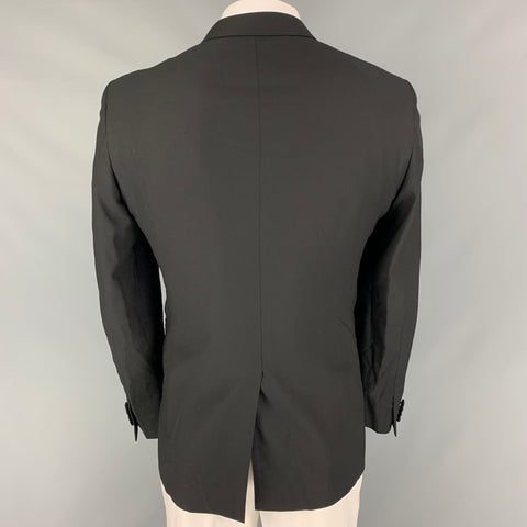 LANVIN Taille 44 Manteau de sport à revers en laine noire