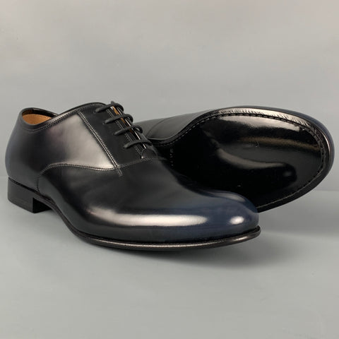 MARC JACOBS Size 10 Black Blue Ombre Leather Lace Up Shoes