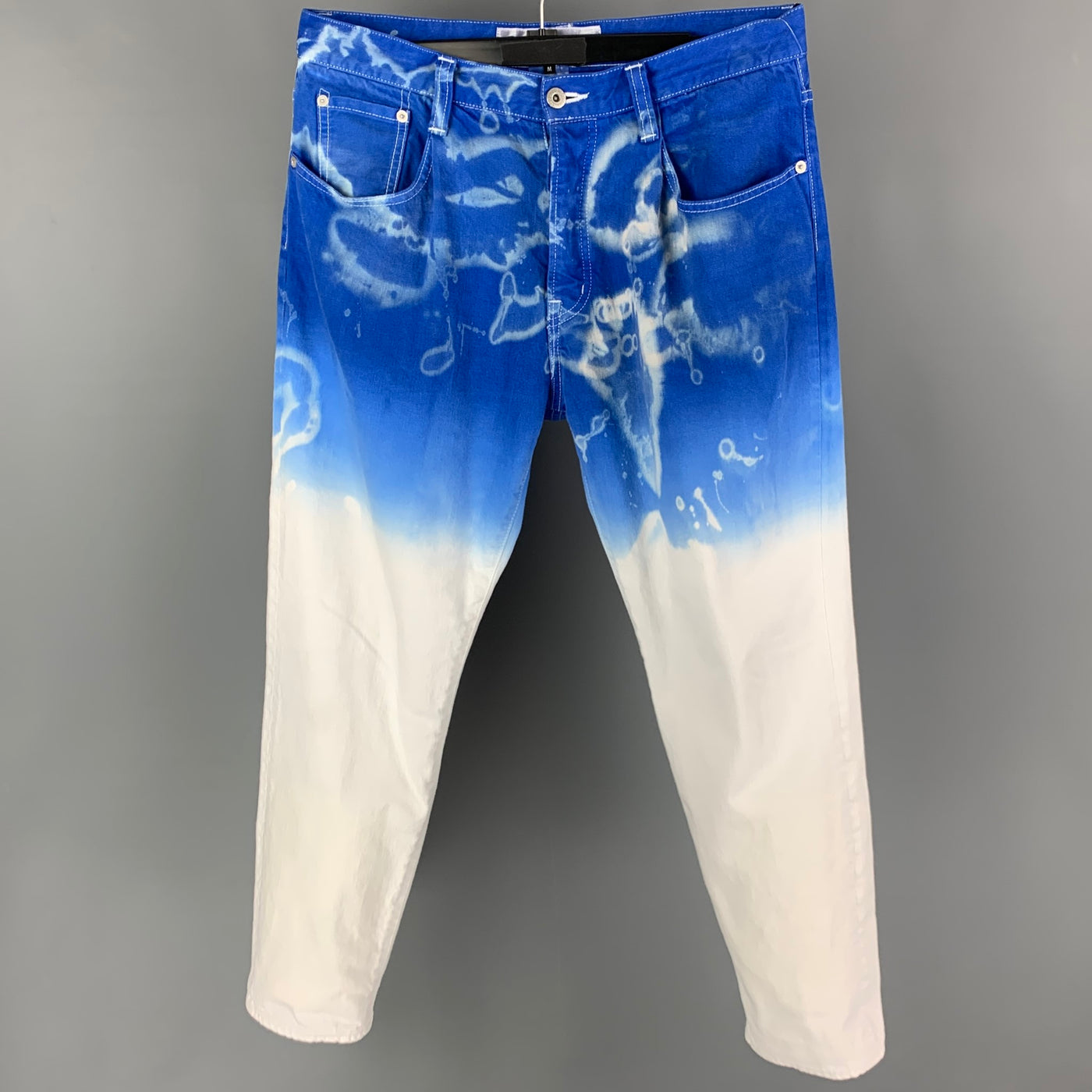 COMME des GARCONS GANRYU Size L Blue White Ombre Custom Jeans