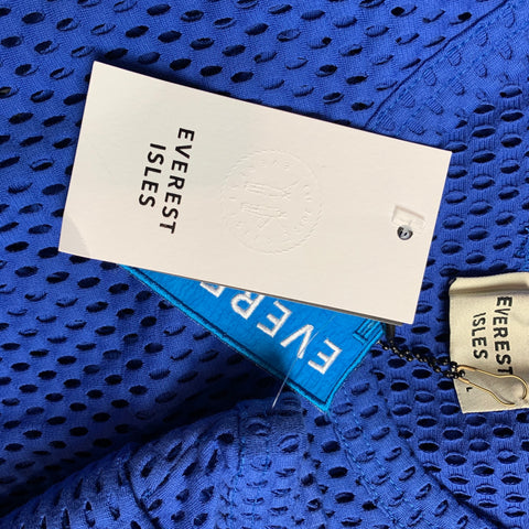 EVEREST ISLES Size L Blue Mesh Cotton Blend Tank Top