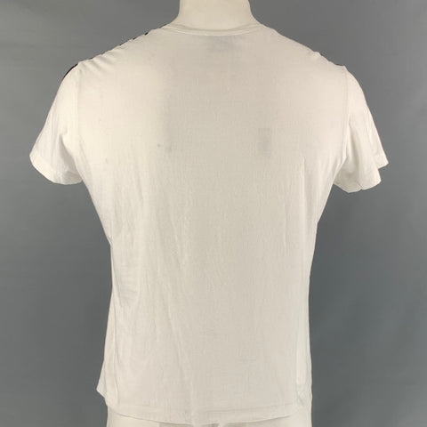 JUST CAVALLI Size L White & Black Graphic Cotton T-shirt