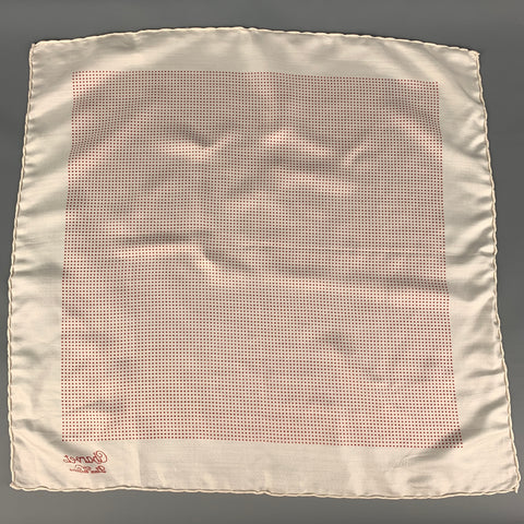 CHARVET White Red Dots Silk Pocket Square