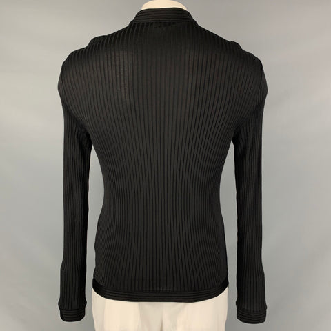 ARMANI COLLEZIONI Size L Black Ribbed Viscose Collar Pullover