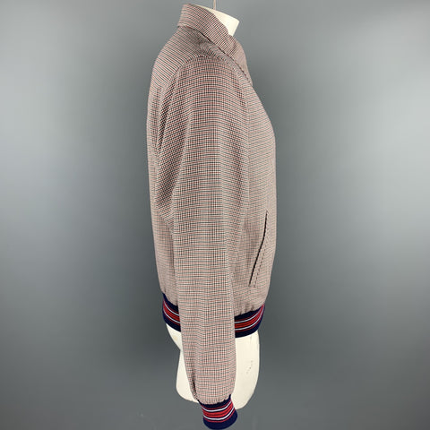 MELINDAGLOSS Size 40 Red White Blue Nailhead Cotton Zip Up Jacket