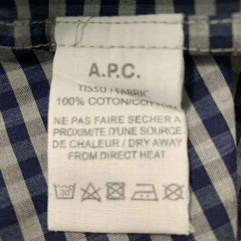 A.P.C. Size S Blue Checkered Cotton Button Down Long Sleeve Shirt